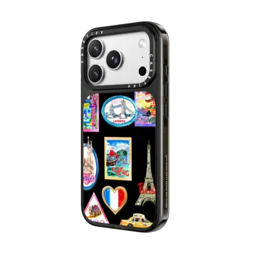 Vintage Luggage Stickers - iPhone 18 Pro - Impact Case MagSafe Compatible - Glossy