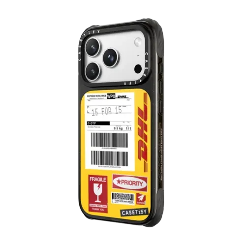 DHL Classic Label Case - iPhone 18 Pro Max - Ultra Impact Case MagSafe Compatible - Glossy