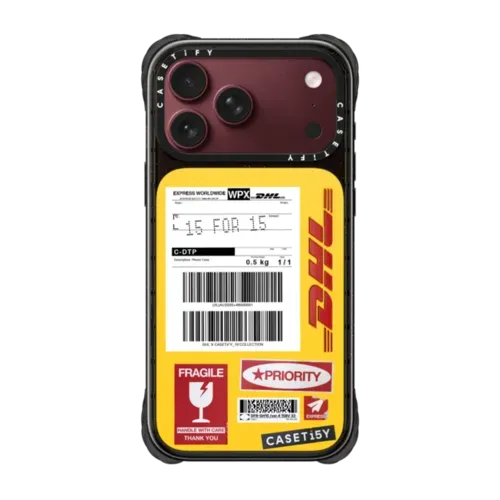 DHL Classic Label Case - iPhone 18 Pro Max - Ultra Impact Case MagSafe Compatible - Glossy